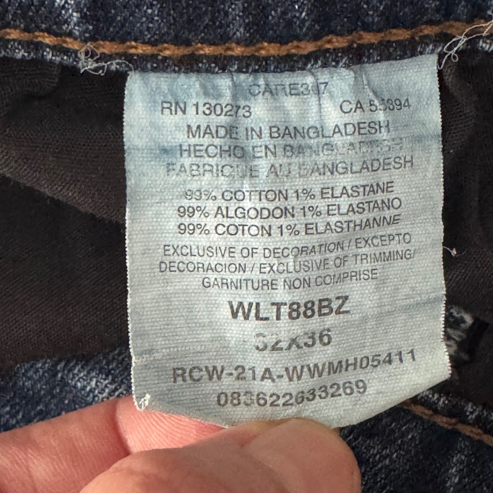 Wrangler Retro Slim Straight Jeans Mens 32x36 Blue Denim WLT88BZ Western Cowoy - Picture 5 of 9